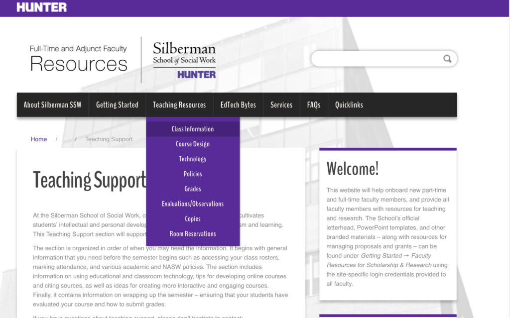 SSSW Faculty Resources WebPage
